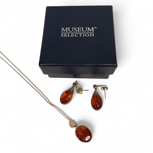 Elegant Amber Jewelry Set Museum Selection Earrings,Necklace for Timeless Style
