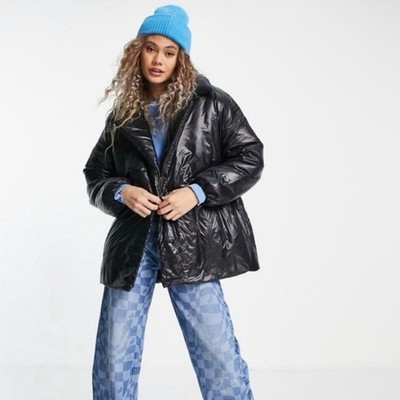 NWOT ASOS Collusion Oversized Black Nylon Wadded Puffer Jacket Women s US 10