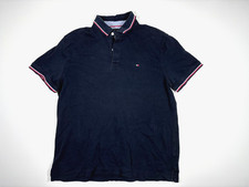 Tommy Hilfiger Polo Shirt Men Large Navy Cotton Vintage Classic Logo Embroidered