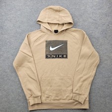 Nike Hoodie Youth XL Beige Hooded Fleece Graphic Logo Pullover Sweatshirt