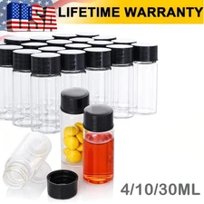 500PCS 4/10/30ml Glass Vials Small Vials Clear Sample Vials w/Screw Cap Lab vial