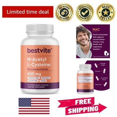 NAC 600mg Vegetarian Capsules - 120 Count Gluten-Free Antioxidant Formula