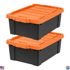 IRIS USA 12 Gallon Lockable Storage Bins with Lids, 2 Pack - Made in USA, Heavy