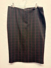 Primark checked Pencil Skirt UK 14 – black & Burgundy Grid  312