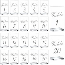 20-Piece Acrylic Wedding Table Numbers - Clear 4 x 6 Inch Signs with Stand 1-20