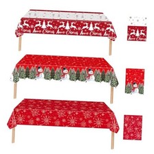 3 Pcs Christmas Tablecloth Plastic,54"x108" Disposable Rectangle Snowman