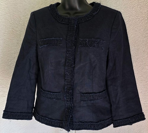 Michael Kors Womens Jacket Coat Size 6 3/4 Sleeve Round Neck Linen - Picture 9 of 24
