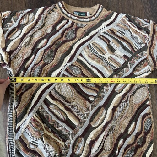 Tundra Textured Sweater Men's Large 3D Raised 90's Coogi Style Biggie Cosby - Picture 6 of 16