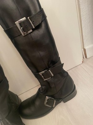 Max & Co Damen Stiefel  Leder Blockabsatz schwarz Reißverschluss  
