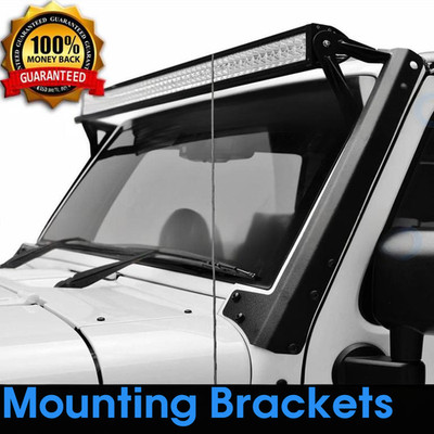 50'' 52'' LED Light Bar Windshield Mounting Brackets For 07-18 Jeep Wrangler JK