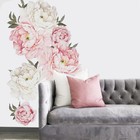 Large Peony Flowers Wall Sticker Pink Art Nursery Decals Home Kids Room Decor