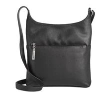 Giani Bernini Nappa Leather Soft Crossbody Bag Black Zipper Closure