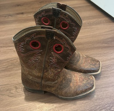 Arita Roughstock Disrtessed Boots US Youth 4 Red Brown 