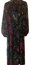 Zara Multi Coloured Print Chiffon Midaxi Dress size L(12/14)