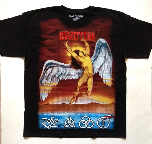 LED ZEPPELIN T-Shirt RARE Embroidered Logo Jimmy Page Robert Plant Classic Rock