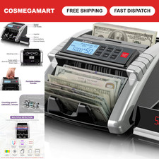 Money Counter Machine with Value Count, UV/MG/IR Bill Detector, LCD Display, Add