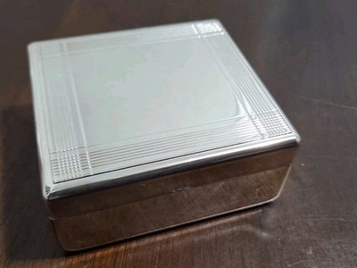 Things Remembered Silver Jewelry Box 3.75  Pinstripe Square, Blank Unengraved
