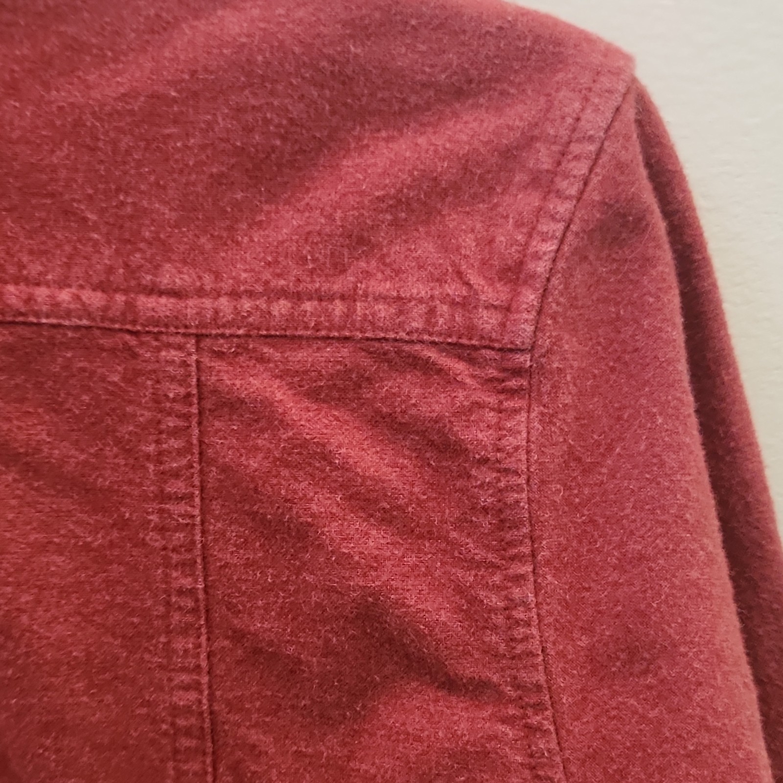 Woolrich Solid Red Button-Up Collared Shirt Long … - image 7