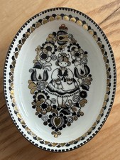 Ovale Vintage Emaille Schale - Steinb&ouml;ck Email Austria - Handbemalt