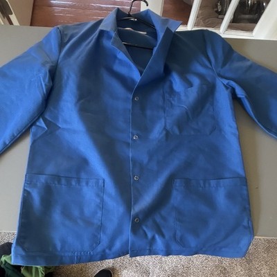 Angelica ACS Blue Unisex Medical Lab Coat Jacket Snap Front Size M