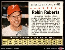 1961 Post Cereal #117 Robin Roberts  Hand Cut Phillies HOF SHORT-PRINT 3 - VG