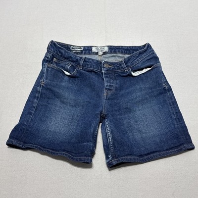 Fat Face Women's Denim Shorts Size 10 Blue Stretch Jorts Button Fly