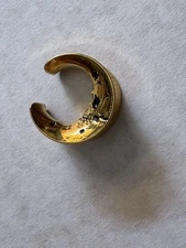 ONE Face of the Moon Golden  Saddle Ear Spreader Tunnels Plugs Earlet Gauges
