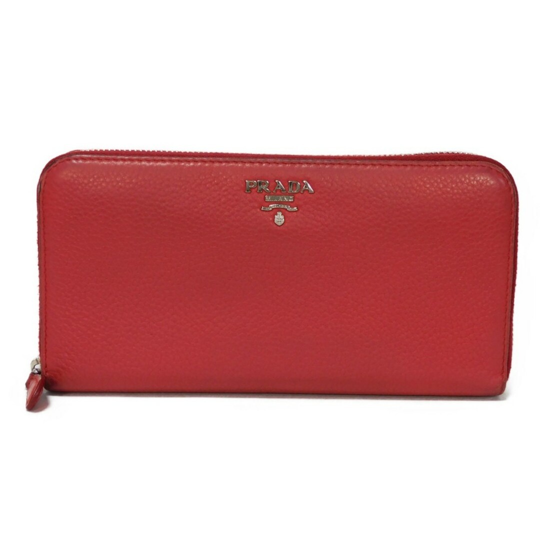 Prada Vittero Phoenix Red Calf Leather Zip Around Long Wallet