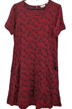 Fat Face Women’s 10 Simone Dress Red Floral Jersey Tunic Swing Pocket Tea Dress