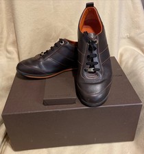 LOUIS VUITTON Men  s Brown And Orange Vintage Leather Sneaker LV Shoes 9