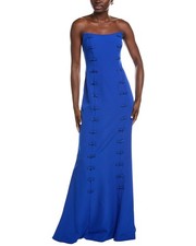 Rene Ruiz Strapless Scoop Neck Column Gown Women's
