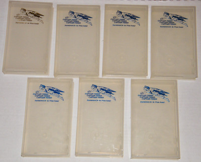 7 Rare Captain Video VHS Rental Tape Case Holder Plastic Clamshell Vintage Empty