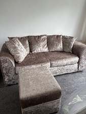 Gold 3 Seater Chaise Longue Sofa 100% Polyester Modern Gold Frame 180cm