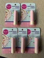 5 Packs EOS Lip Balm Stick Birthday Cake 0.14 oz. each NEW Sealed Lipstick Gloss