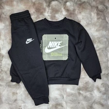 Nike Long Sleeve Sweatshirt & Jogger Pants 2 Pc Outfit Set Black Size 4 Boys NWT