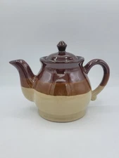 Brown Drip Glaze Round Stoneware Teapot Lid Retro Kitchen Rustic 70s Vintage