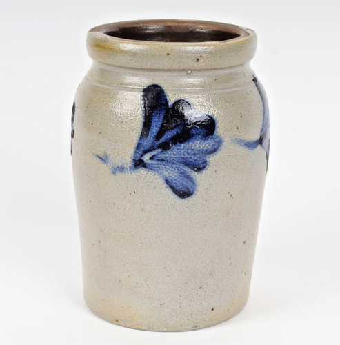 Richard Remmey Philadelphia PA - 1860s Stoneware Decorated Leaf Fruit Jar CROCK