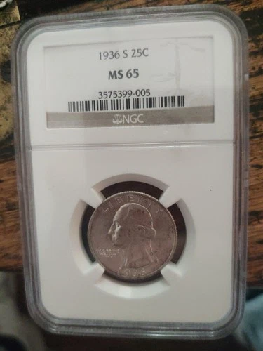 1936 S Washington Quarter NGC MS 65