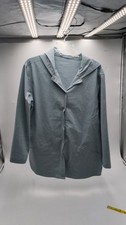 Women's light blue with dark Grid-Pattern Hooded Lightweight Jacket