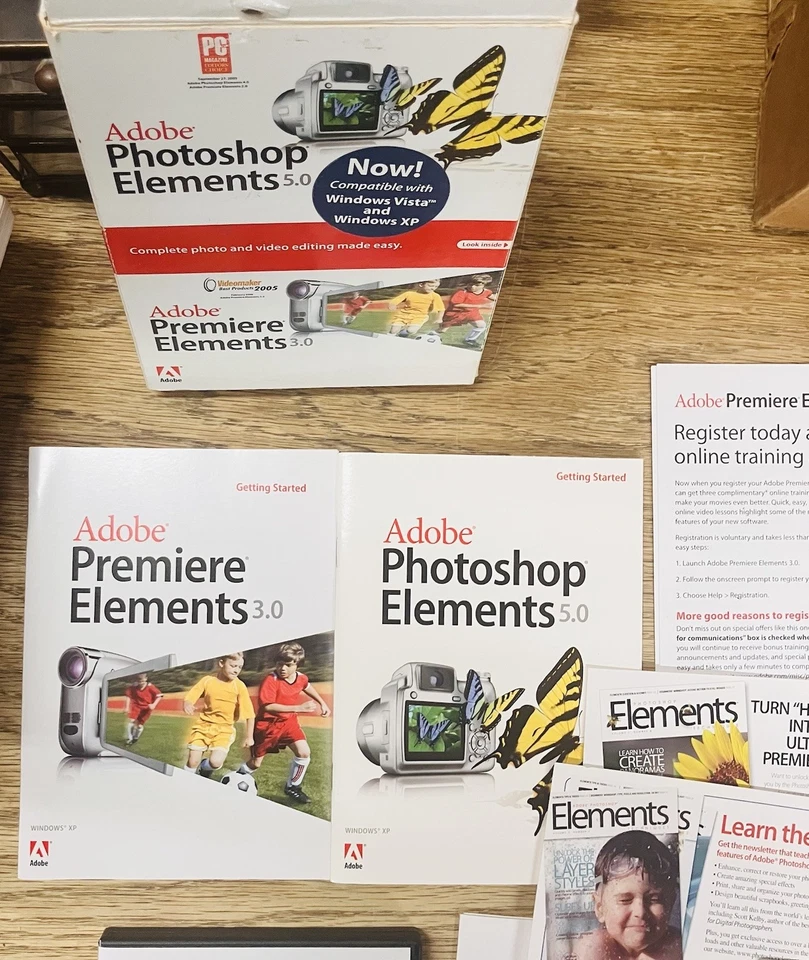 Adobe Photoshop Elements 5.0 & Premiere 3.0 Box Set (2006, CD, XP/Vista) Vintage - Image 3 of 4