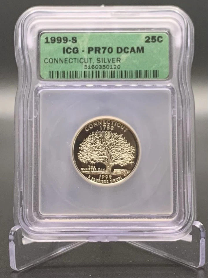 1999-S Connecticut 90% Silver Proof State Quarter PR70 DCAM Free Shipping - Image 3 of 4