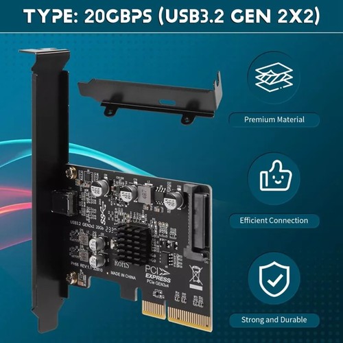 Black PCIE to Type-C USB 3.2 Gen 2X2 20Gbps ASM3242 Expansion Card Adapter - Afbeelding 12 van 15