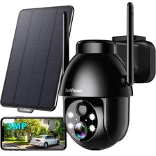 Solar Security Cameras Wireless Outdoor, 2K PTZ WiFi 3MP Indoor Security Came...