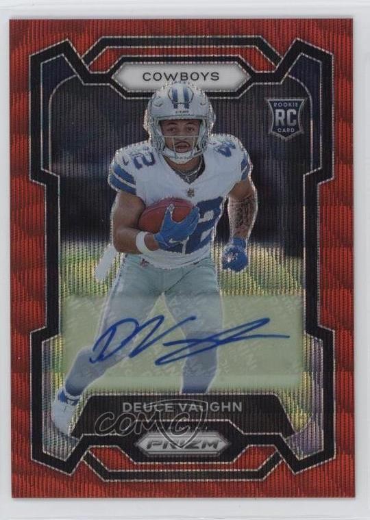 2023 Panini Prizm Rookies Red Wave /149 Deuce Vaughn #324 Rookie Auto RC