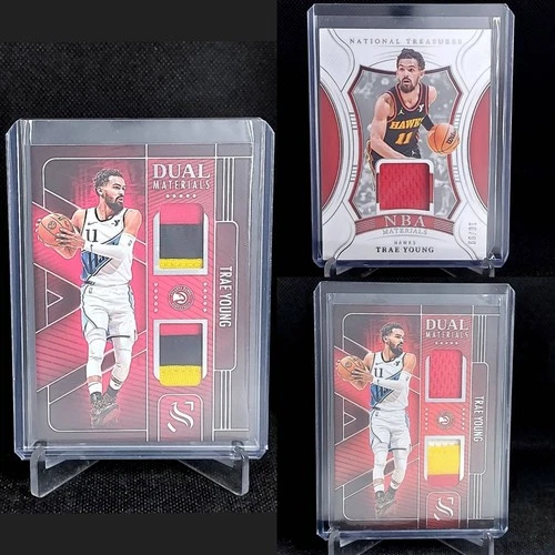 Trae Young 2024-25 Panini National Treasures /99 Patch Materials GameU Silhouett