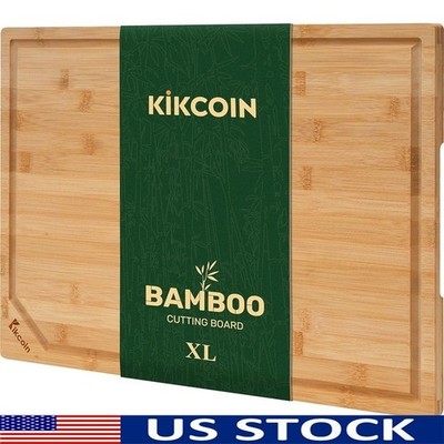 Bamboo Cutting Board Reversible Juice Groove Kitchen Chopping Board Gift Idea US