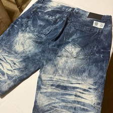 Red Ape Jeans Mens 38 Baggy Blue Acid Wash Distressed Denim Streetwear Pants