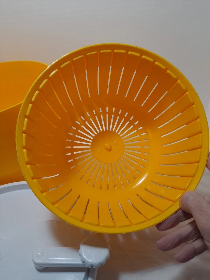Spinner de ensalada vintage Copco Sam Lebowitz #604 años 80 amarillo PROBADO Foto 3 de 4