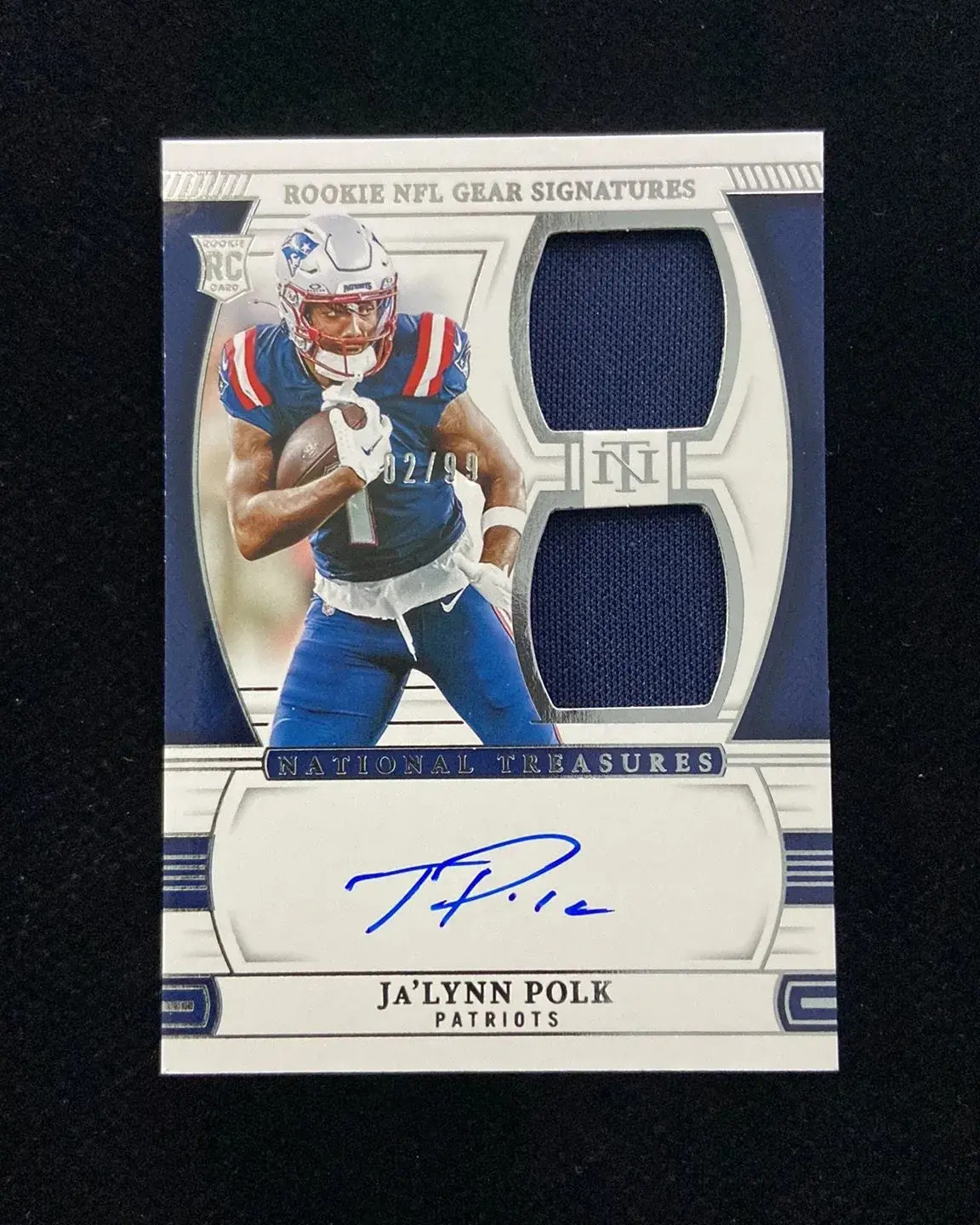 2024 National Treasures Gear Ja'Lynn Polk RC Rookie Dual Patch Auto RPA 2/99