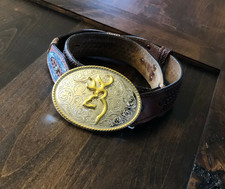 Western 3" x 4" Buck Head Oval Belt Buckle with 3D Deer Head Unisex